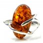 .925 silver RING with genuine cognac BALTIC AMBER stone - size N