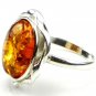 .925 silver RING with genuine cognac BALTIC AMBER stone - size Q