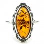 .925 silver vintage style RING with genuine cognac BALTIC AMBER - size M 1/2