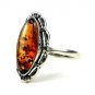 .925 silver vintage style RING with genuine cognac BALTIC AMBER - size M 1/2