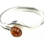 Sterling silver RING with genuine cognac BALTIC AMBER stone - size S