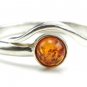 Sterling silver RING with genuine cognac BALTIC AMBER stone - size S