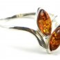 .925 silver RING with genuine cognac BALTIC AMBER stones - size P 1/2