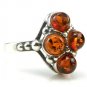 .925 silver RING with genuine cognac BALTIC AMBER stones - size J 1/2