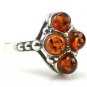 .925 silver RING with genuine cognac BALTIC AMBER stones - size J 1/2