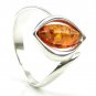 Sterling silver RING with genuine cognac BALTIC AMBER stone - size O