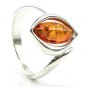 Sterling silver RING with genuine cognac BALTIC AMBER stone - size O