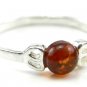 Sterling silver RING with genuine cognac BALTIC AMBER stone - size Q 1/2