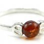Sterling silver RING with genuine cognac BALTIC AMBER stone - size Q 1/2