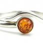 Sterling silver RING with genuine cognac BALTIC AMBER stone - size S 1/2