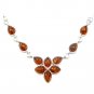 .925 silver NECKLACE with genuine cognac BALTIC AMBER stones
