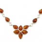 .925 silver NECKLACE with genuine cognac BALTIC AMBER stones