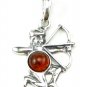 .925 Silver - SAGITTARIUS ZODIAC PENDANT with genuine cognac BALTIC AMBER