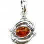 PISCES ZODIAC PENDANT with genuine cognac BALTIC AMBER - .925 Silver