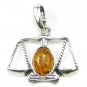 LIBRA ZODIAC PENDANT with genuine cognac BALTIC AMBER - Sterling Silver