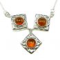 Sterling silver CELTIC DESIGN NECKLACE with genuine cognac BALTIC AMBER stones