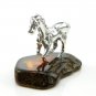 Sterling silver HORSE FIGURINE mounted on a genuine BALTIC AMBER stone