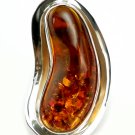 COGNAC BALTIC AMBER KIDNEY-SHAPED PENDANT - STERLING SILVER