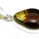 HAND CARVED INTALGIO TWO-TONE BALTIC AMBER PENDANT - .925 SILVER