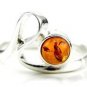 .925 silver wavy RING with genuine cognac BALTIC AMBER stone - size S