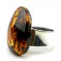 Silver RING with natural BALTIC AMBER - size Q - Adjustable