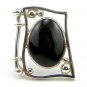 Silver RING with black cherry BALTIC AMBER - size R - Adjustable