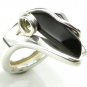 Silver RING with black cherry BALTIC AMBER - size M - Adjustable