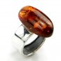 Silver RING with natural BALTIC AMBER - size S 1/2