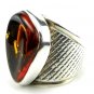 Silver RING with cognac BALTIC AMBER - size S - Adjustable