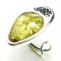 Silver RING with green BALTIC AMBER - size V - Adjustable