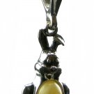 BUTTER BALTIC AMBER RABBIT PENDANT - STERLING SILVER