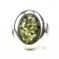 Sterling silver RING with genuine green BALTIC AMBER stone - size N 1/2