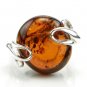 Sterling silver RING with genuine cognac BALTIC AMBER - size S