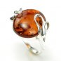 Sterling silver RING with genuine cognac BALTIC AMBER - size S