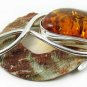 BALTIC AMBER, MOP SHELL & RED CORAL PENDANT -925 SILVER