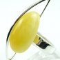 BUTTER BALTIC AMBER RING - .925 SILVER - ADJUSTABLE - SIZE R