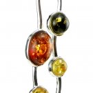 THREE-COLOUR BALTIC AMBER WAVY PENDANT - STERLING SILVER