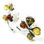 LUCKY FOUR LEAF CLOVER EARRINGS with genuine multicolour BALTIC AMBER stones