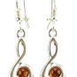 .925 silver clef EARRINGS with genuine cognac BALTIC AMBER stones