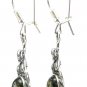 Sterling silver leaves motifs EARRINGS with genuine green BALTIC AMBER stones