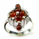 COGNAC BALTIC AMBER RING - STERLING SILVER - SIZE K