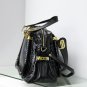 Black Adjustable Side Locks Water Snake Leather Handbag