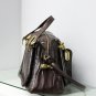 Brown Adjustable Side Locks Water Snake Leather Handbag