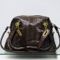 Brown Adjustable Side Locks Water Snake Leather Handbag
