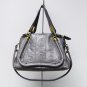Gray Adjustable Side Locks Water Snake Leather Handbag