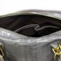 Gray Adjustable Side Locks Water Snake Leather Handbag