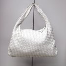 White Woven Leather Handbag