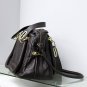 Brown Adjustable Side Locks Leather Handbag