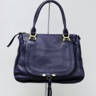 Navy Blue Leather Handbag