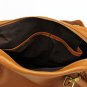 Camel Adjustable Side Locks Leather Handbag